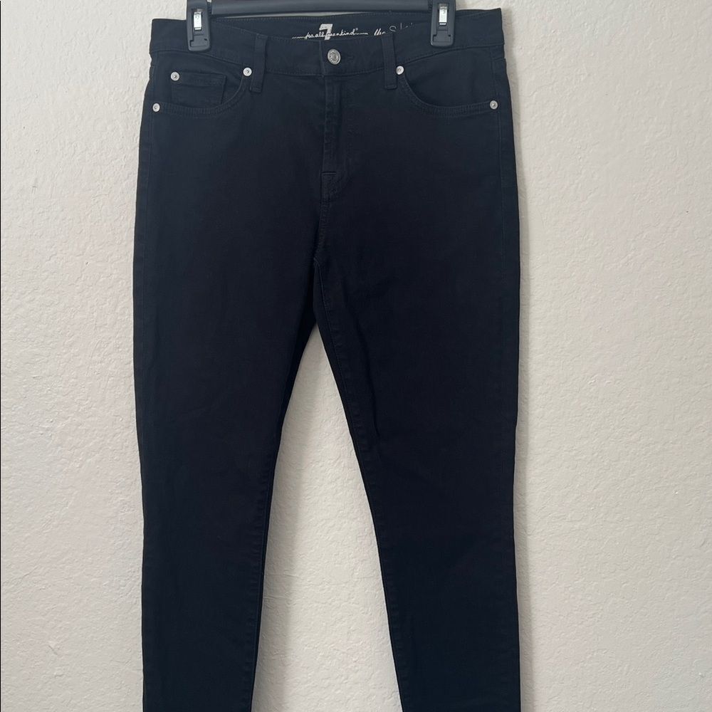 7 For All Mankind Black Denim Skinny Jeans in Size 30 - Picture 2 of 13